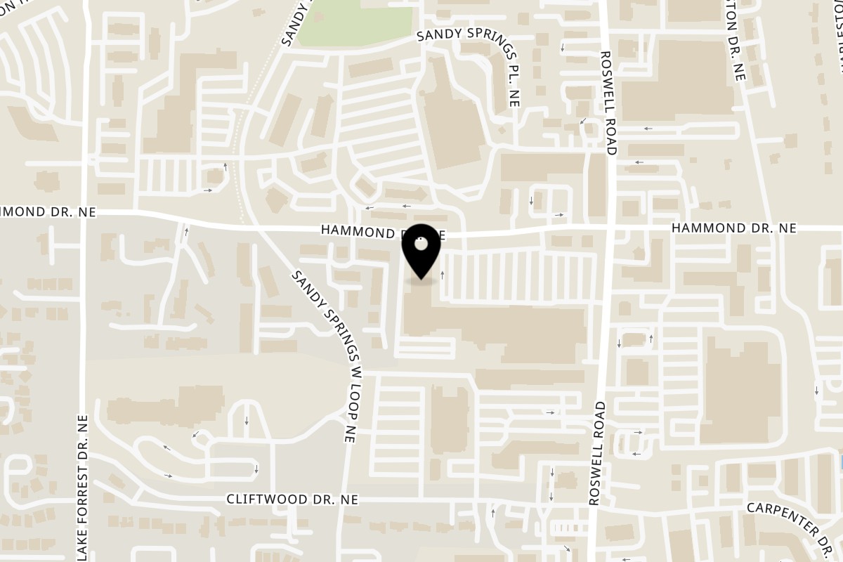 Map showing the location of SATE Banh Mi & Grille on 5980 Roswell Rd NE in Atlanta